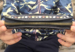 Genuine Leather Mens Cool Long Leather Wallet Biker Wallet Zipper Clutch Wallet for Men - imessengerbags