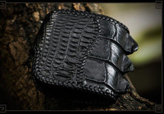Handmade Leather Small Tooled Mens billfold Wallet Cool Chain Wallet Biker Wallet for Men