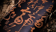 Handmade Leather Mens Chain Chinese Handwriting Biker Wallet Cool Leather Wallet Long Phone Wallets for Men - imessengerbags