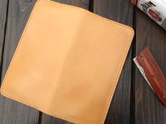 Handmade Leather Wallet Mens Clutch Wallet Cool Wallet Long Wallets for Men - imessengerbags