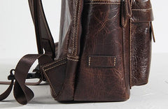 Genuine Leather Mens Cool Backpack Sling Bag Large Black Travel Bag Hiking Bag for men