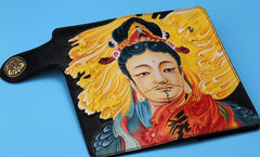 Handmade Leather Quan yin Buddha Mens Chain Biker Wallet Cool Leather Wallet With Chain Wallets for Men - imessengerbags