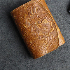 Handmade Leather Floral Mens Trifold Cool billfold Wallet Card Holder Small Card Slim Wallets for Men - imessengerbags
