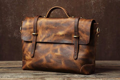 Handmade Leather Mens Cool Messenger Bag Briefcase Work Bag Business Bag Laptop Bag for men - imessengerbags