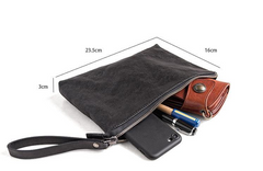 Genuine Leather Mens Cool Long Leather ipad bag Wrist Bifold Clutch Wallet for Men
