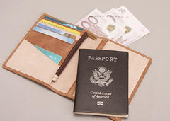 Vintage Leather Men Small Slim Travel Wallet Passport Wallet for Men - imessengerbags
