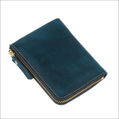 Leather Small Mens Wallet Zipper billfold Front Pocket Wallet Card Wallet Small Wallet for Men - imessengerbags