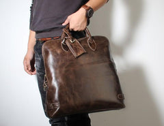 Handmade Leather Mens Cool Business Bag Briefcase Work Bag Laptop Bag for men - imessengerbags