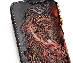 Handmade Leather Acalanatha Mens Chain Biker Wallet Cool Leather Wallet With Chain Wallets for Men