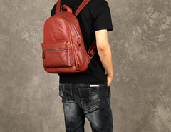 Genuine Leather Mens Cool Backpack Sling Bag Large Black Travel Bag Hiking Bag for men - imessengerbags