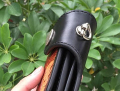 Handmade Leather Tooled Skull Indian Chief Biker Wallet Mens Cool Short Chain Wallet Trucker Wallet with Chain