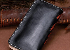 Handmade Leather Mens Clutch Wallet Cool Zhong Kui Tooled Wallet Long Zipper Wallets for Men - imessengerbags