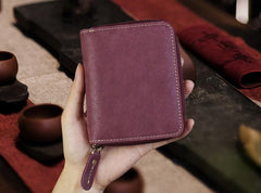 Handmade Leather Mens Cool Slim Leather Wallet Men Zipper billfold Wallets Bifold for Men - imessengerbags