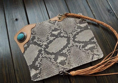 Handmade Leather Biker Wallet Mens Cool Chain Trifold Wallet Trucker Wallet with Chain