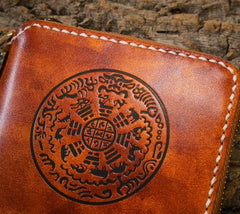 Handmade Leather Mens Chain Biker Wallet Cool Leather Wallet Small Wallets for Men - imessengerbags