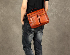 Genuine Leather Mens Cool Messenger Bag Briefcase Work Bag Business Bag for men