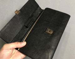 Genuine Leather Mens Clutch Cool Slim Wallet Passport Travel Clutch Wristlet Wallet for Men - imessengerbags