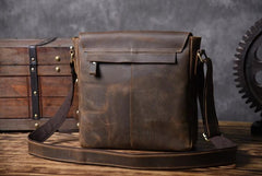Handmade Leather Mens Cool Shoulder Bag Messenger Bag Chest Bag Bike Bag Cycling Bag for men - imessengerbags