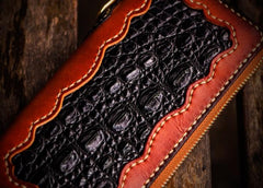 Handmade Leather Mens Chain Biker Wallet Cool Leather Wallet Long Clutch Wallets for Men - imessengerbags