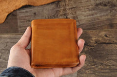 Handmade Genuine Leather Mens Cool Slim Leather Wallet Men Small Wallets Bifold for Men - imessengerbags