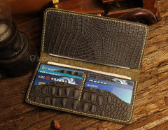 Handmade Leather Alligator Pattern Mens Cool Travel Long Wallet Card Holder Card Slim Clutch Wallets for Men - imessengerbags