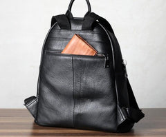 Genuine Leather Mens Cool Backpack Sling Bag Large Black Travel Bag Hiking Bag for men