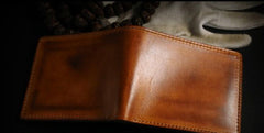 Handmade Leather Lion Mens billfold Wallet Cool Leather Wallet Slim Wallet for Men - imessengerbags