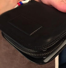 Genuine Leather Mens Cool billfold Long Leather Wallet Men Small Wallets Bifold for Men - imessengerbags