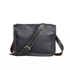 Handmade Dark Coffee Leather Mens 10 inches Courier Bag Brown Messenger Bags Dark Brown Postman Bags For Men - imessengerbags