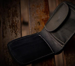 Handmade Leather Bifold Mens billfold Wallet Cool Slim Wallet Biker Wallet for Men - imessengerbags