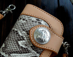 Handmade Leather Biker Wallet Mens Cool Chain Wallet Trucker Wallet with Chain
