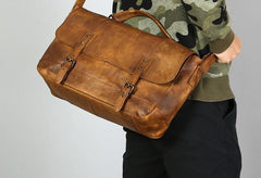 Handmade Leather Mens Cool Shoulder Bag Messenger Bag Chest Bag Bike Bag Cycling Bag for men