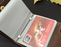 Handmade Leather Mens Cool Short Wallet Card Holder Small Card Slim Wallets for Men