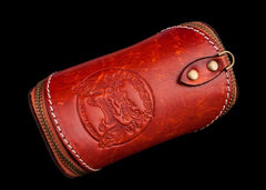 Handmade Leather Tooled Mens Cool Car Key Wallet Coin Wallet Pouch Car KeyChain for Men - imessengerbags