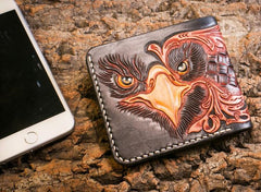 Handmade Leather Eagle Tooled Mens billfold Wallet Cool Leather Wallet Slim Wallet for Men - imessengerbags