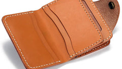 Handmade Leather Mens Cool Tooled Floral Short Wallet Card Holder Card Wallets for Men