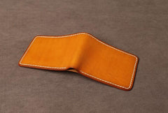 Handmade Leather Mens Cool Slim Leather Wallet Card Wallet Holders Men Small Wallets Bifold for Men - imessengerbags