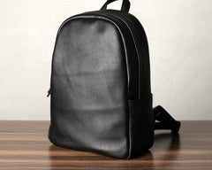Genuine Leather Mens Cool Backpack Sling Bag Large Black Travel Bag Hiking Bag for men - imessengerbags