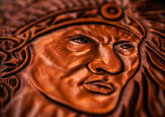 Handmade Leather Indian Chief Tooled Mens billfold Wallet Cool Leather Wallet Slim Wallet for Men - imessengerbags