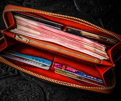 Handmade Leather Tibetan Mens Chain Biker Wallet Cool Leather Wallet Long Clutch Wallets for Men - imessengerbags