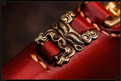Handmade Leather Small Tooled Mens billfold Wallet Cool Chain Wallet Biker Wallet for Men
