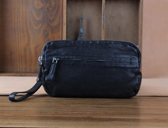 Handmade Genuine Leather Mens Cool Long Leather Wallet Zipper Clutch Wristlet Wallet for Men - imessengerbags