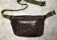 Leather Men Fanny Pack Small Waist Bag Hip Pack Belt Bag Bumbag for Men