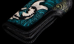 Handmade Leather Carp Mens Chain Biker Wallet Cool Leather Wallet With Chain Wallets for Men