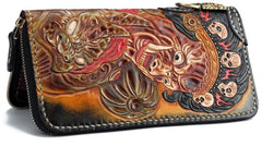 Handmade Leather Mahākāla Mens Chain Biker Wallet Cool Leather Wallet With Chain Wallets for Men