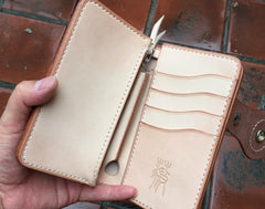 Handmade Leather Biker Wallet Mens Cool Short Chain Wallet Trucker Wallet with Chain