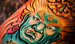 Handmade Leather Men Tooled Acalanatha Cool Leather Wallet Long Phone Clutch Wallets for Men - imessengerbags