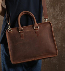 Handmade Leather Mens Cool Messenger Bag Briefcase Work Bag Business Bag Laptop Bag for men