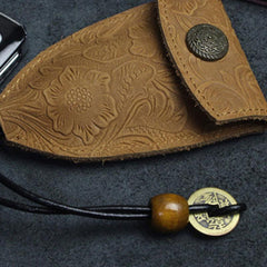 Handmade Leather Floral Mens Cool Car Key Wallet Coin Wallet Pouch Car KeyChain for Men - imessengerbags