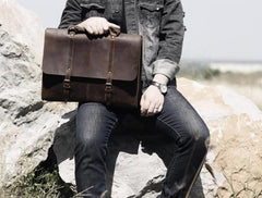 Genuine Leather Mens Cool Messenger Bag Briefcase Work Bag Business Bag for men - imessengerbags